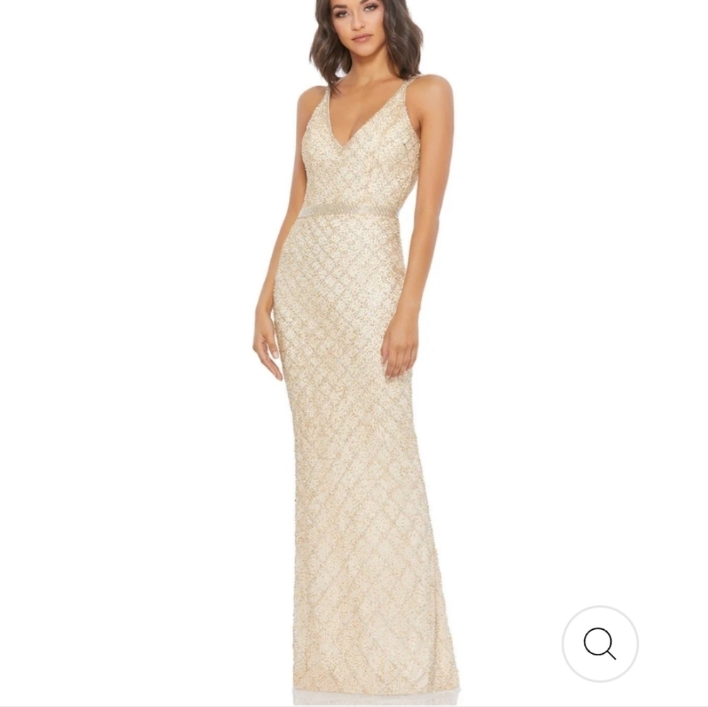 Mac Duggal Cream Maxi Dress